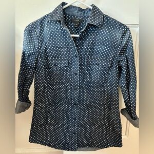 NWOT J. Crew Shirt Women’s size 00 Navy Star Print Denim Shirt